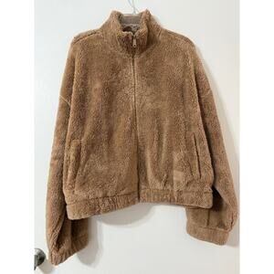 NWT Calvin Klein Women's Sherpa Jacket with Pockets - Beige - Size XL